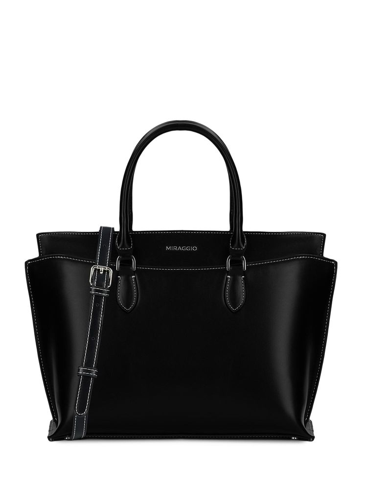 MIRAGGIO Ellon Top Handle Satchel Bag With Detachable Strap - Black-picture-23