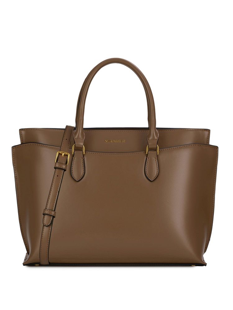 MIRAGGIO Ellon Top Handle Satchel Bag With Detachable Strap - Taupe-picture-14