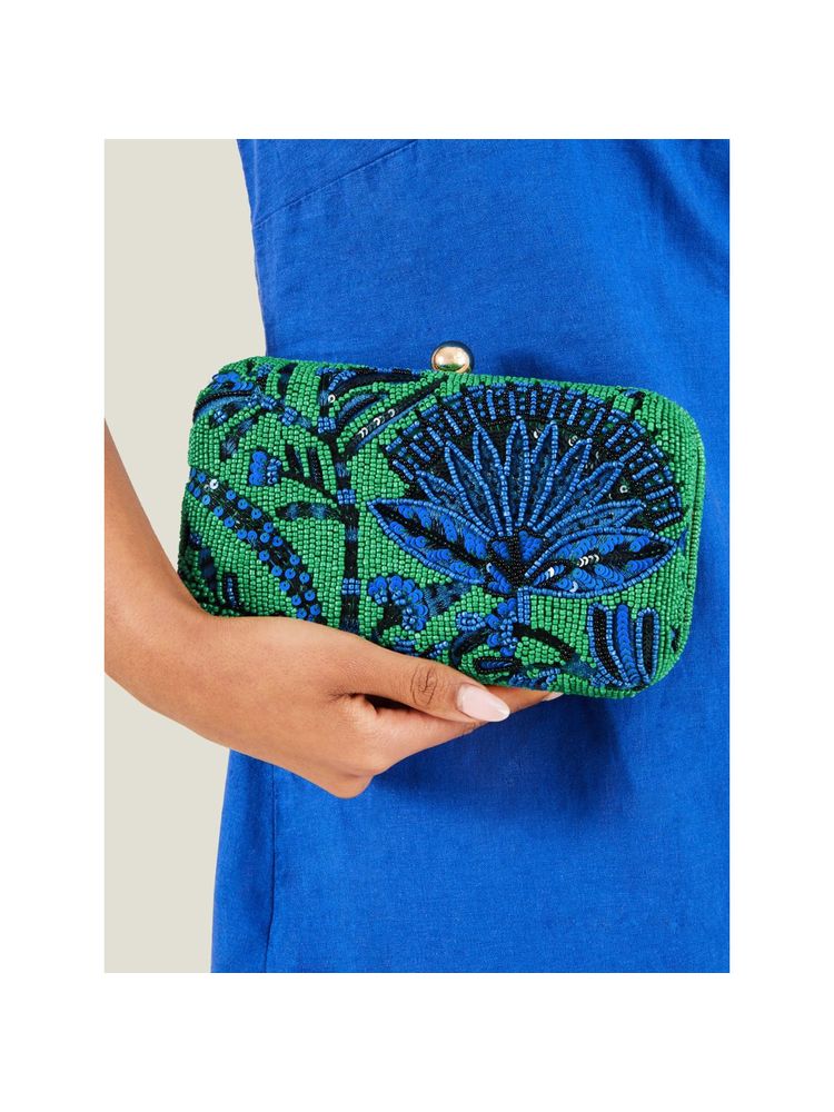 Accessorize London Womens Embellished Hardcase Clutch Bag - Green-picture-47