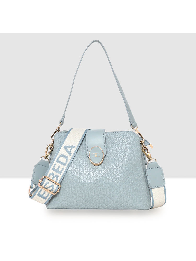 ESBEDA Light Blue Color Texture Structured Small Sling Bag For Women-image-39