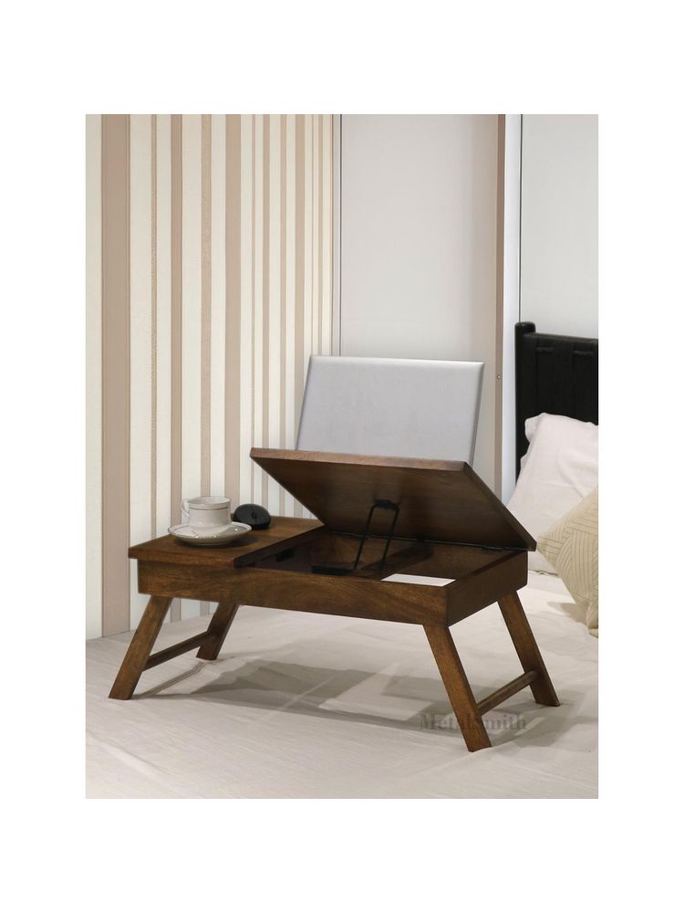 Metalsmith Foldable Wooden Mini Laptop Table With Adjustable Height for Bed Brown-image-47