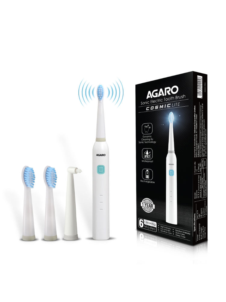 AGARO Cosmic Lite Electric Toothbrush for Adults – White