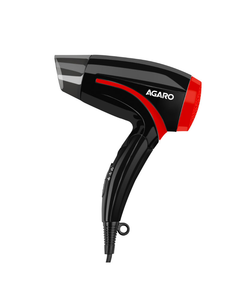 AGARO HD1177 Hair Dryer 1000W Copper Motor, 2 Speed & Temp, Foldable Handle, Men&Women, Black & Red