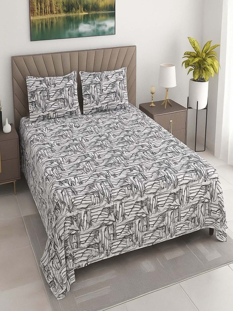 Threadwear Multicolor Abstract 400 Tc Cotton Flat Super King Bedsheet with Pillow Covers-image-15
