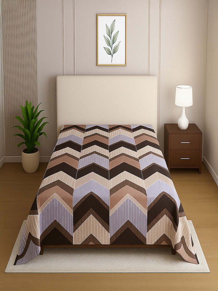 Threadwear Multicolor Geometric Mix Cotton Flat Single Bed Size Bedsheet-picture-21