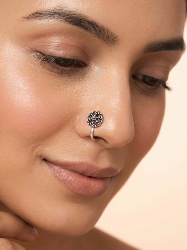 925 SILLER Oxidised Rhodium Plating Silver Nosepin (Onesize)-picture-26