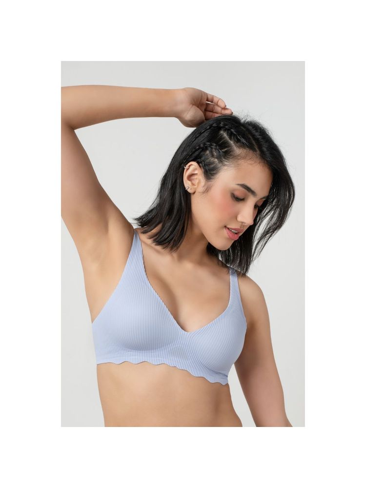 bodyline Ice Blue Seamless Lightly Padded featuring Medium Coverage Plunge Bra-image-10