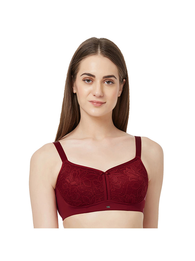 SOIE WomenS Full Coverage Non-Padded Non-Wired Bra - CRIMSON-picture-16