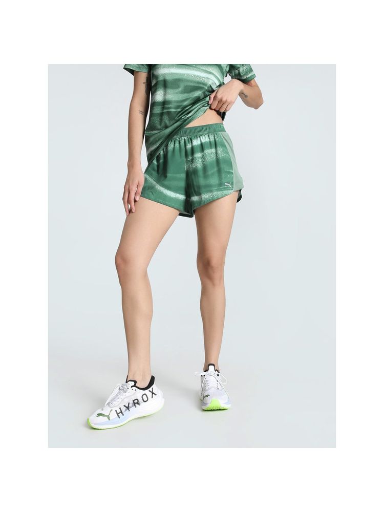 Puma VELOCITY All-Over Print 3 Running Womens Green Shorts-picture-19