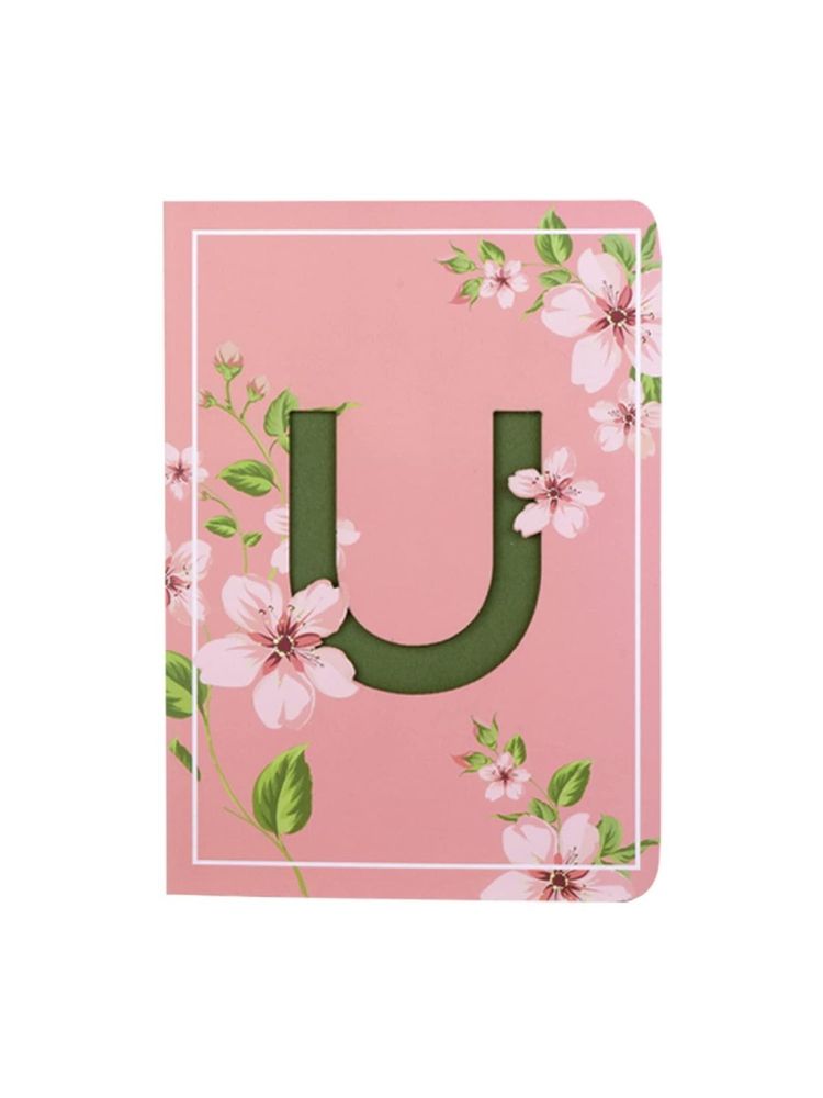 Doodle Initial U - Floral Monogram Notebook