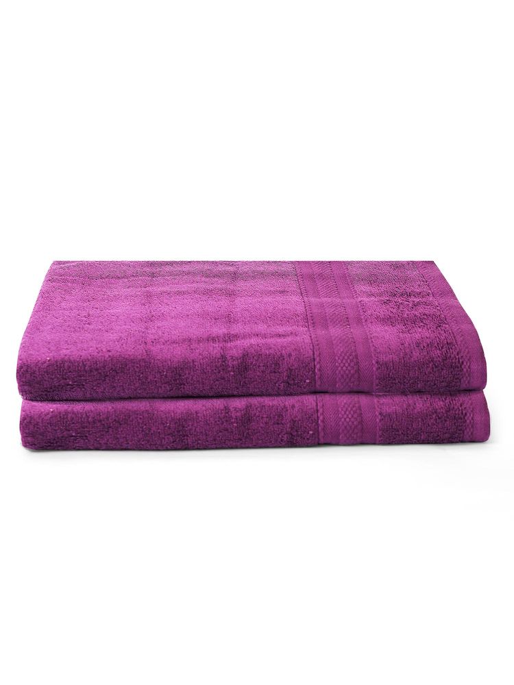 Layers Aqua Plush 450 Gsm Purple Bath Towel (Pack Of 2) (L)-image-24
