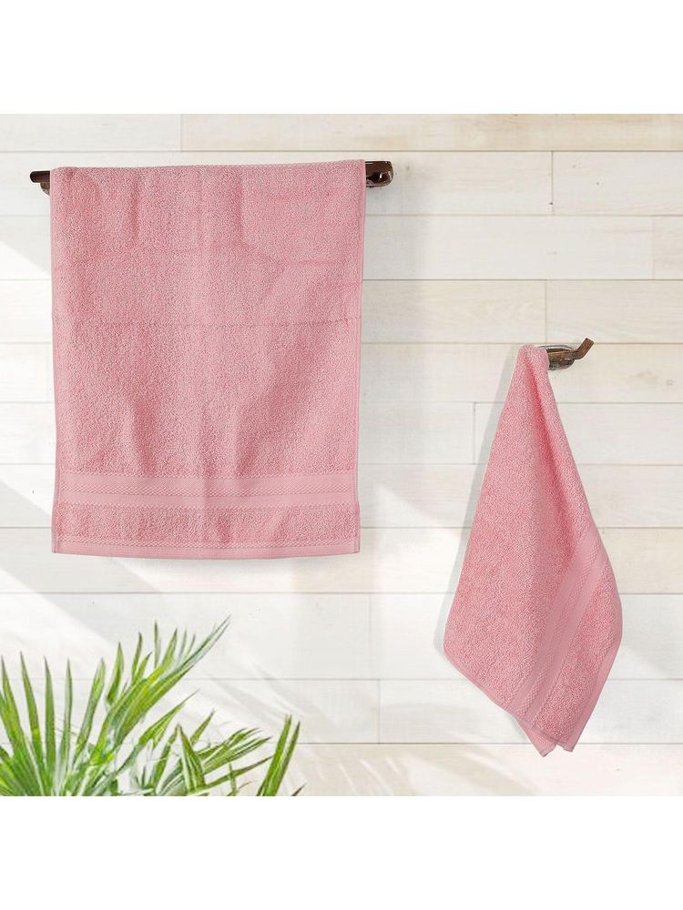 Layers Aqua Plush 450 Gsm Pink Hand Towels (Pack Of 4) (M)-image-2