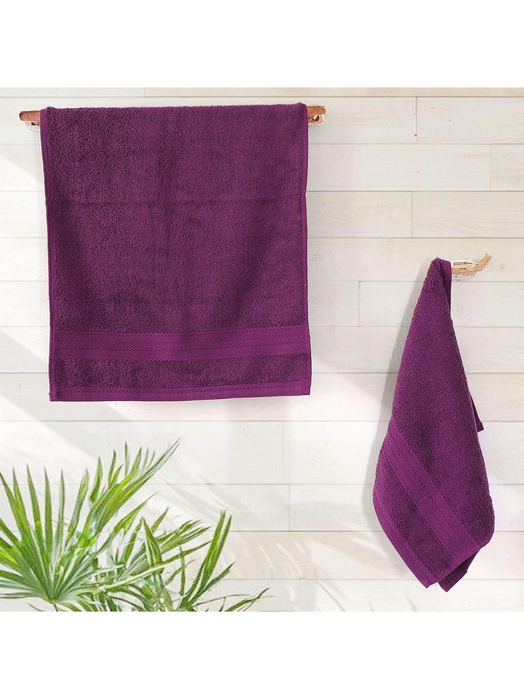 Layers Aqua Plush 450 Gsm Purple Hand Towels (Pack Of 4) (M)-image-23