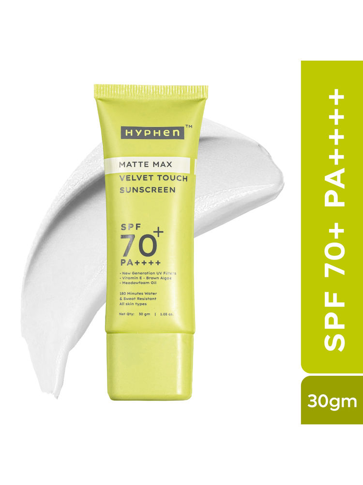 Hyphen Matte Max Velvet Touch Sunscreen SPF70+PA++++ Sweat & Water Resistant 12hr UV Protection-picture-21