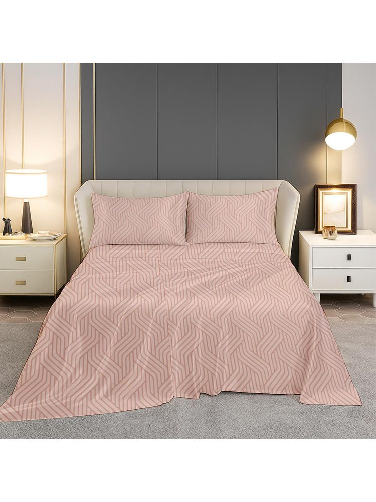 SLEEPSIA Lounge Luxurious Champagne Waves Satin Queen Size Double Bedsheet & 2 Pillow Covers (Queen)-picture-27