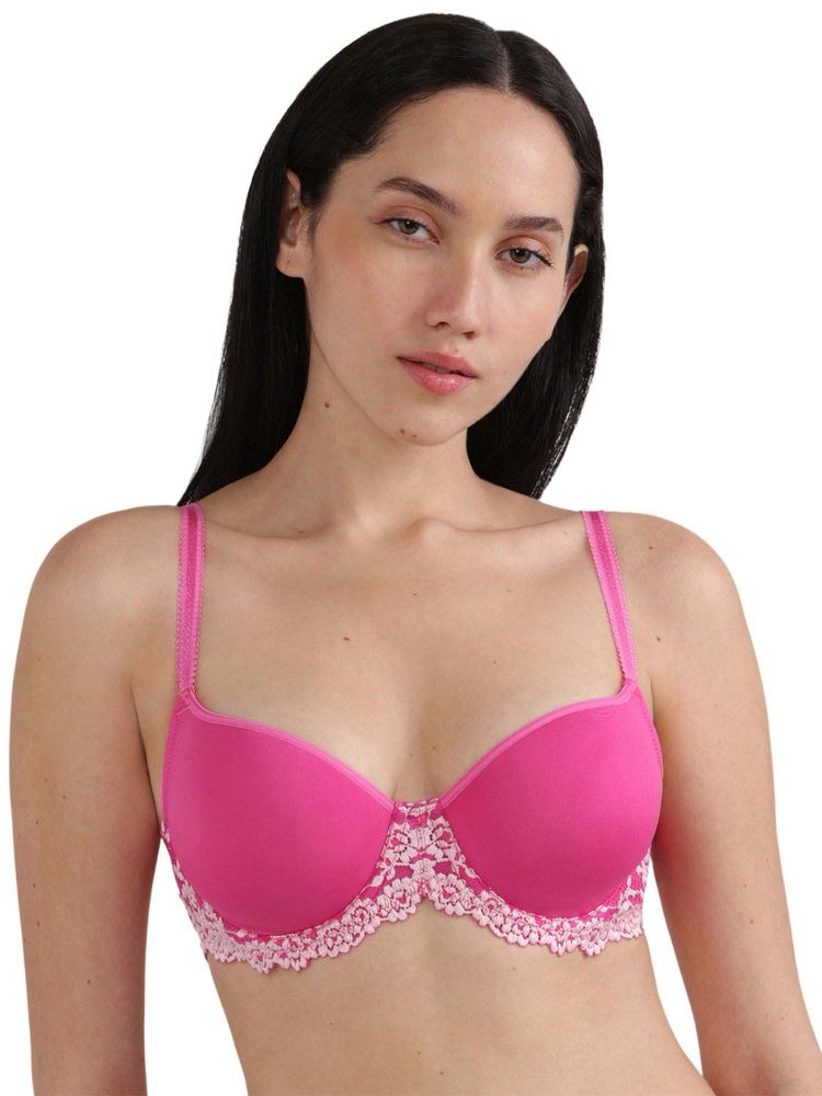 Wacoal Embrace Lace Contour Everyday Wear Medium Coverage T-Shirt Bra-Dark Pink-picture-7