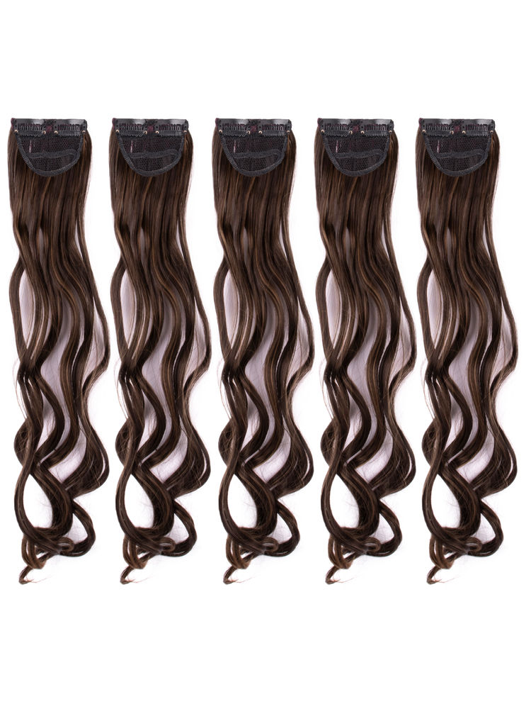 Stasia Street Clip-In 20 Inch Curly Mix-Brown Side Patches - Set Of 5