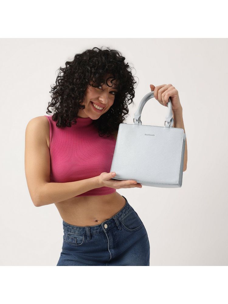 fastrack accessories Fastrack Casual Satchel Bag With Top Zipper In Mint Blue-picture-26