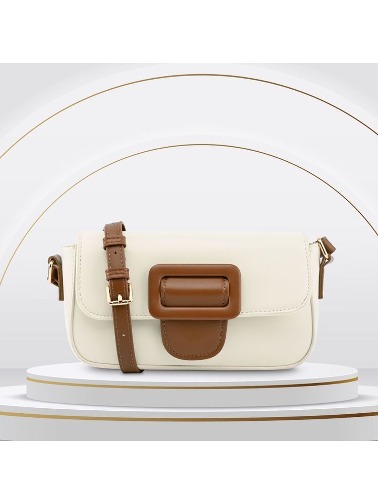 fastrack accessories Fastrack Casual Sling Bag with Buckle Detail In Off White-picture-25