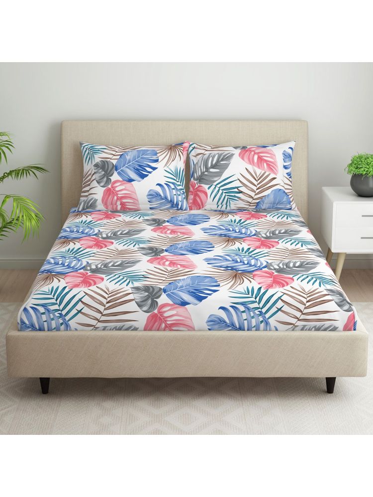 Welspun Printed Multi-Color Microfiber Bedsheet for Double Bed with 2 Pillow Cover-image-2