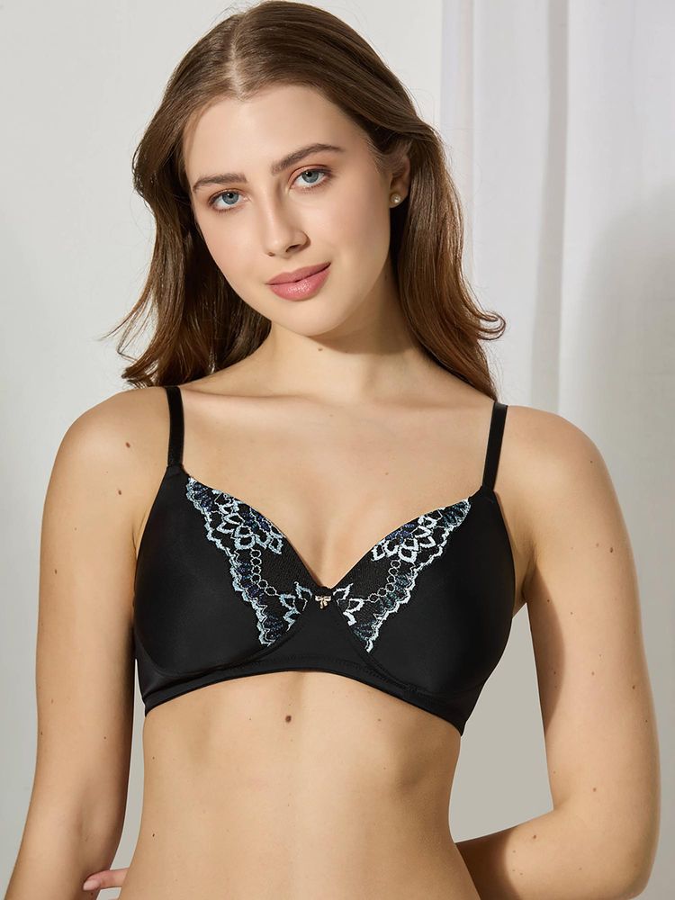 bodyline Ella Butterfly Lace Padded Bra - Non-Wired Back Beauty Style Black-picture-11