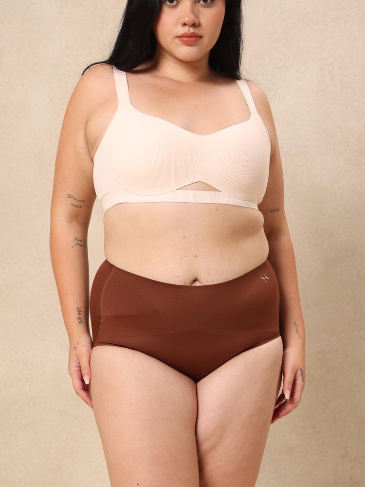 Krvvy All Day Control High Waist Seamless Tummy Compression Shapewear Brown-picture-42