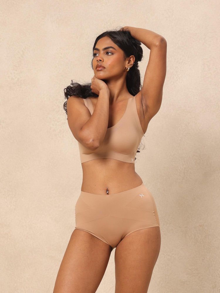 Krvvy All Day Control High Waist Seamless Tummy Compression Shapewear Beige-picture-22