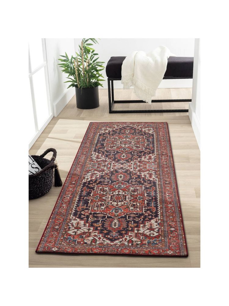 OBSESSIONS Cream and Rust Polyester Ethnic Floor Runner-picture-37