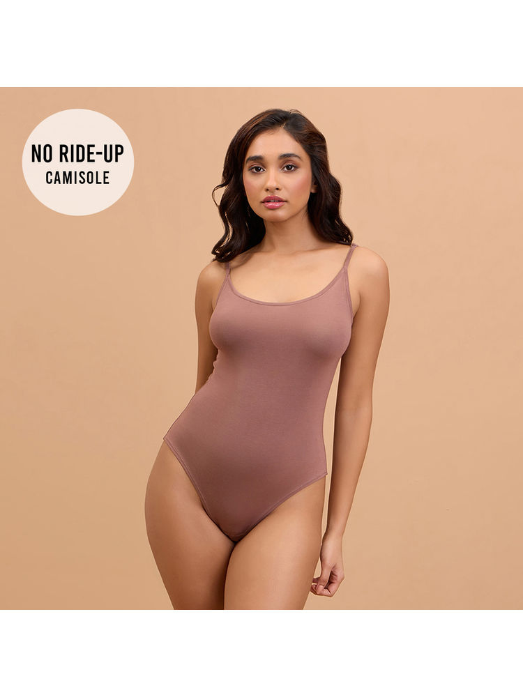 Nykd by Nykaa No Ride-Up Luxe Modal Layering Camisole with Bodysuit NYC008-Dark Skin-image-18
