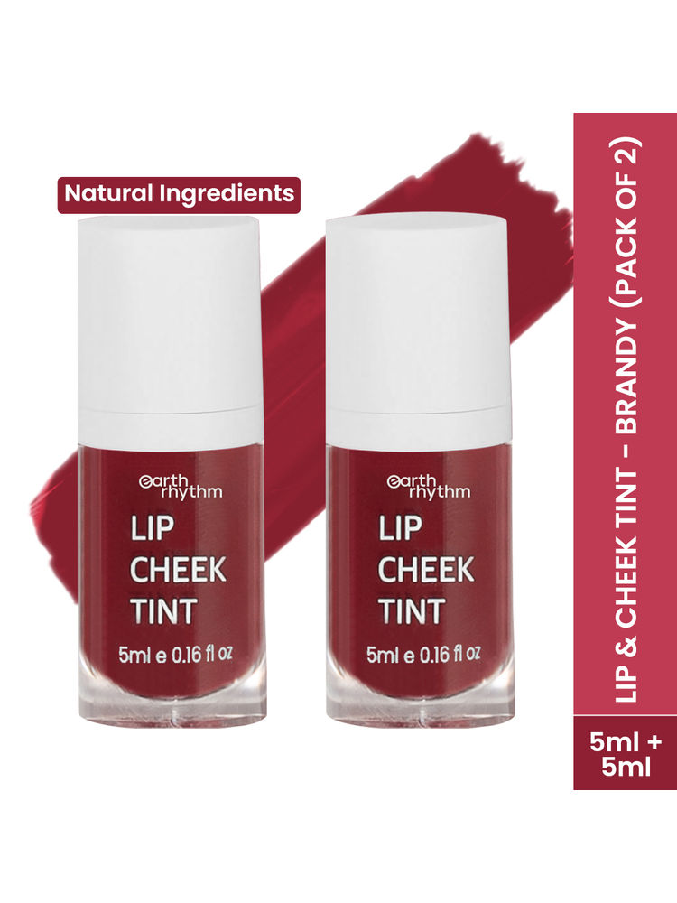 Earth Rhythm Lip & Cheek Tint - Brandy pack Of 2, Non-toxic Pigments, Long-stay and Everyday Wear