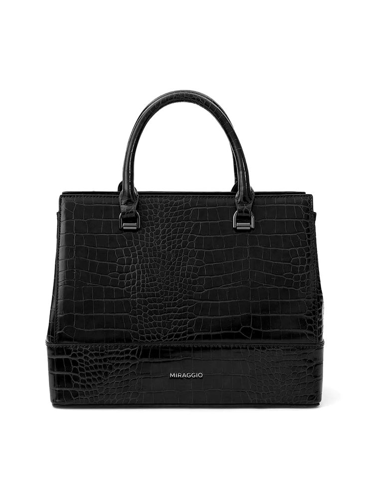 MIRAGGIO Clara Women's Satchel Handbag (Black)-image-15