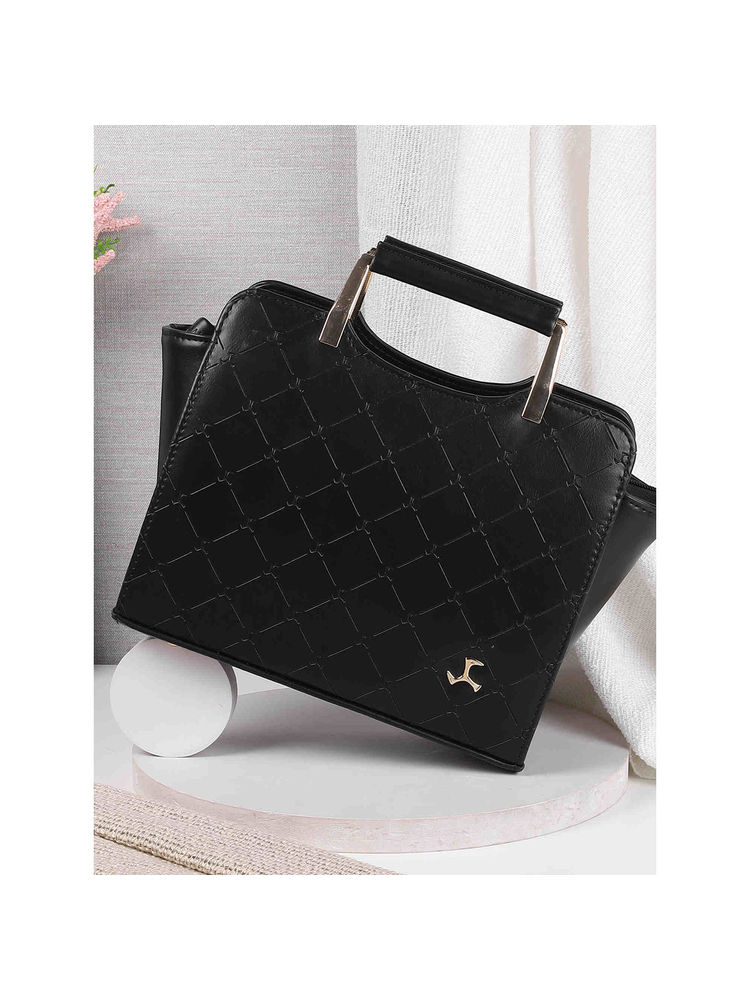 Mochi Women Casual Black Satchel Bag with Detachable Sling-picture-23