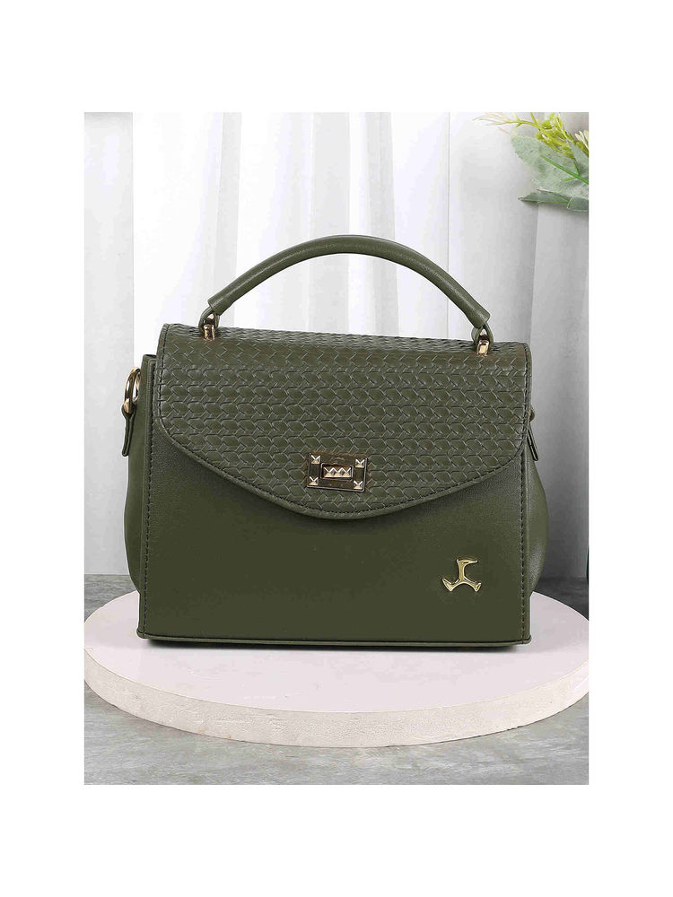 Mochi Women Casual Green Satchel Bag with Detachable Sling-picture-28