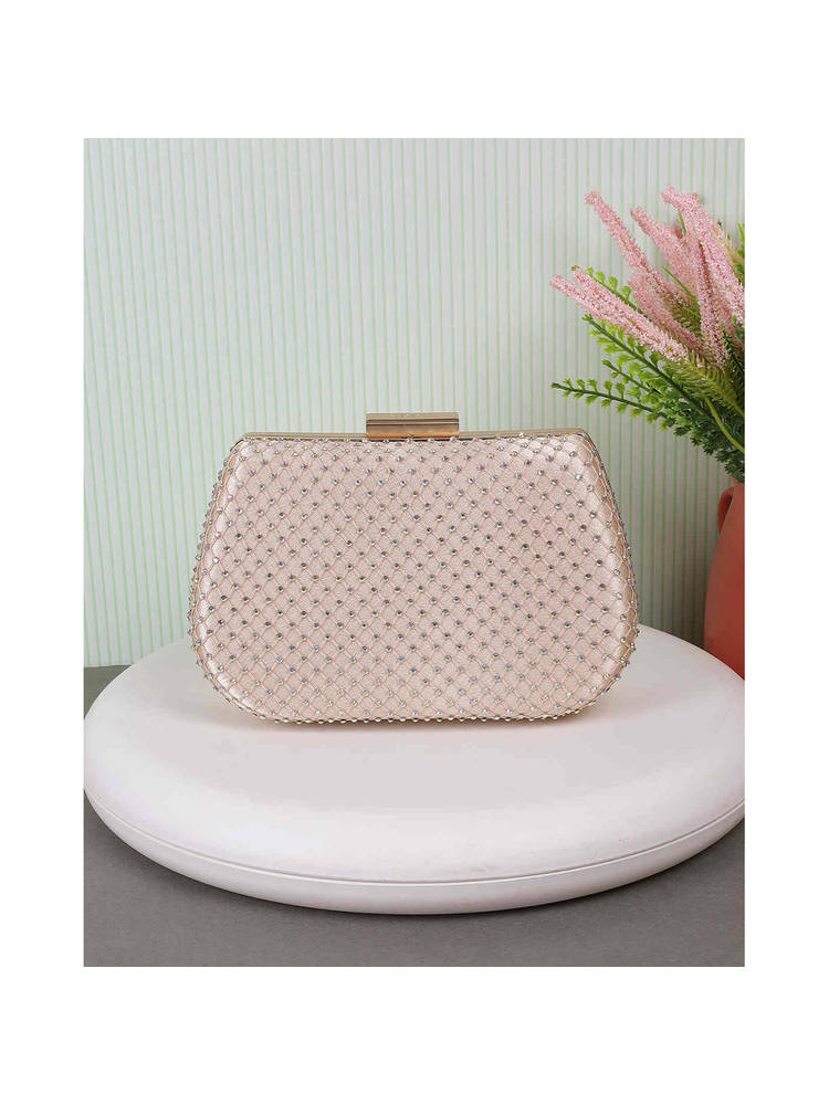 Mochi Women Party Gold Clutche with Detachable Sling-picture-30