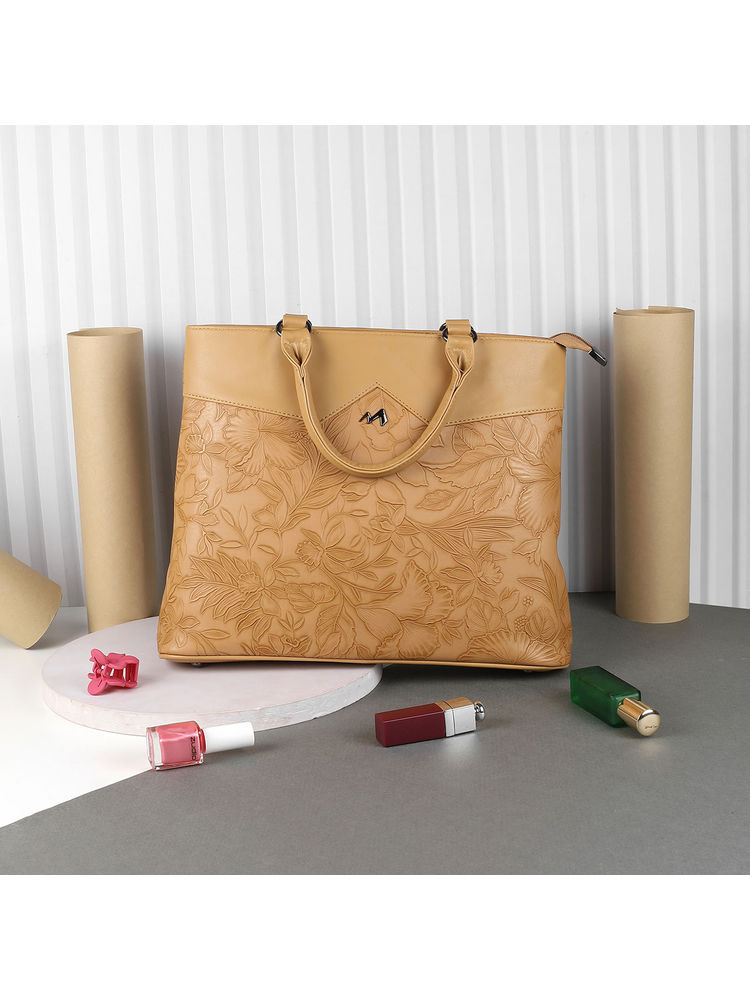 Metro Solid Beige Casual Hand Bag with Detachable Sling-image-21
