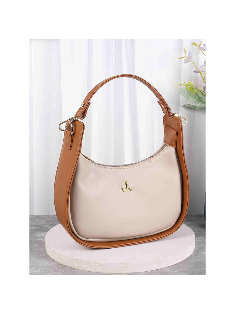Mochi Women Casual Beige Shoulder Bag with Detachable Sling-image-9