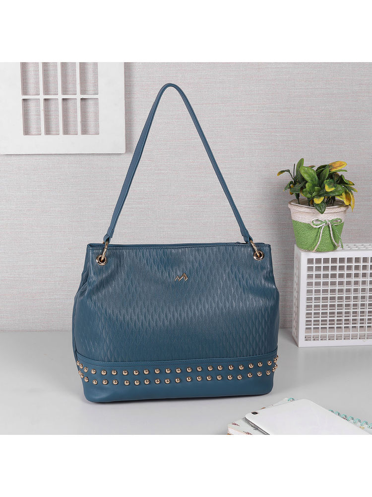 Metro Solid Blue Casual Shoulder Bag-picture-37