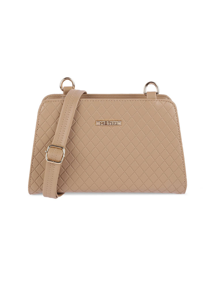 Metro Solid Beige Casual Sling Bag-picture-19
