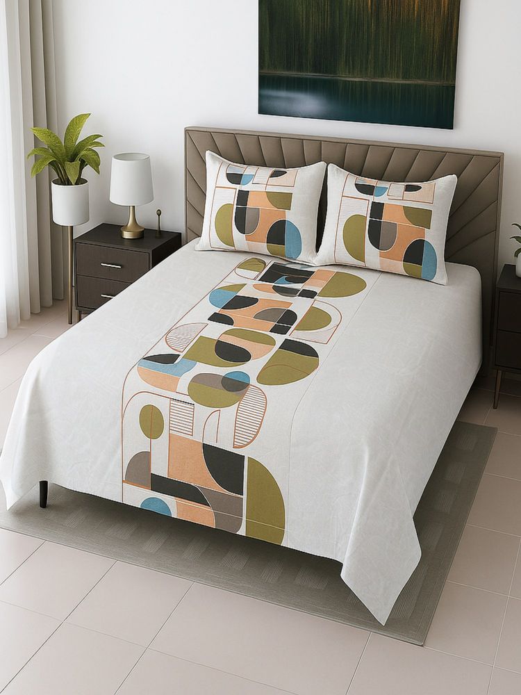 Threadwear Cotton Flat Bedsheet + 2 Pillow covers (Super King)-image-2