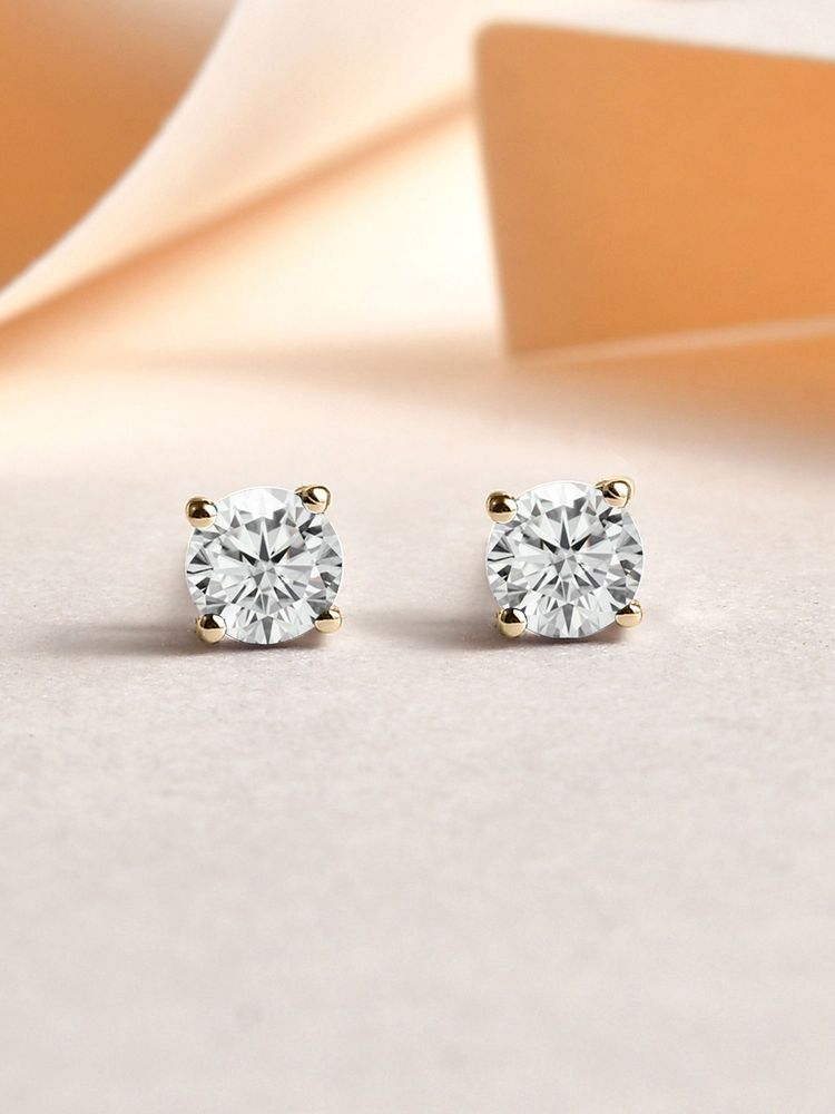 Ornate Jewels 925 Silver 18K 2 Micron Gold Plated 0.5 Carat White Cz Stud Earring and Girls-picture-16
