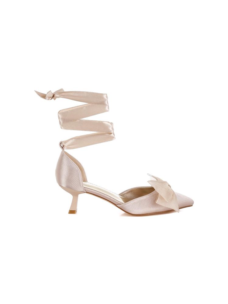 Rag & Co Womens Beige Bow Detail Satin Gladiator Heels-image-31
