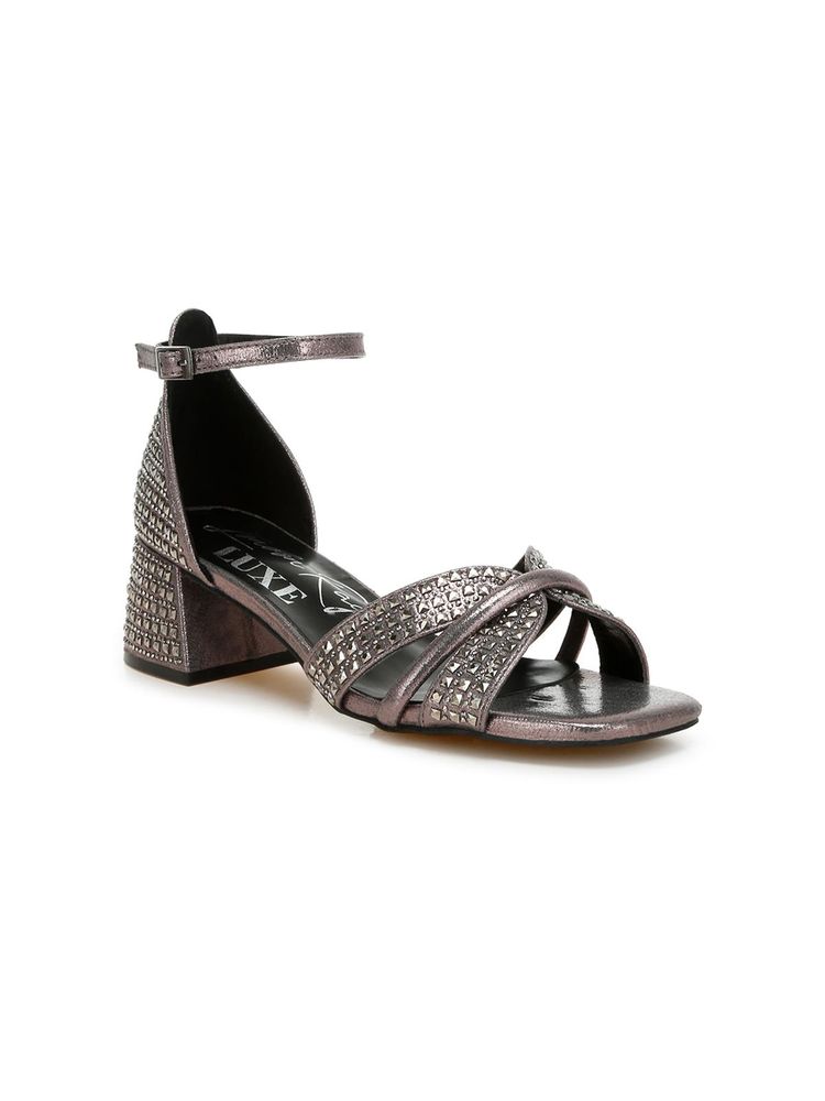 London Rag Womens Rhinestone Grey Block Heels-image-29