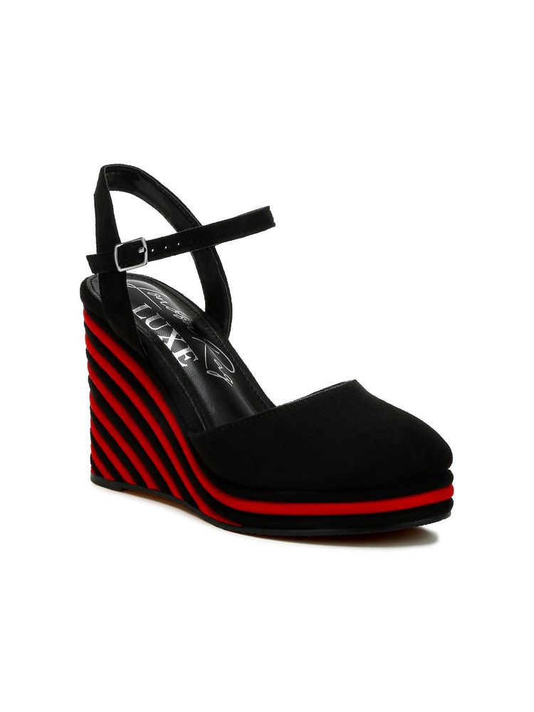 London Rag Womens Black Dual Tone Wedges Heels-image-31