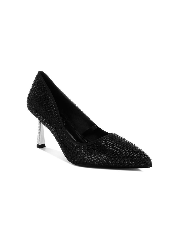 London Rag Womens Black Rhinestones Embellished Pump Heels-picture-22
