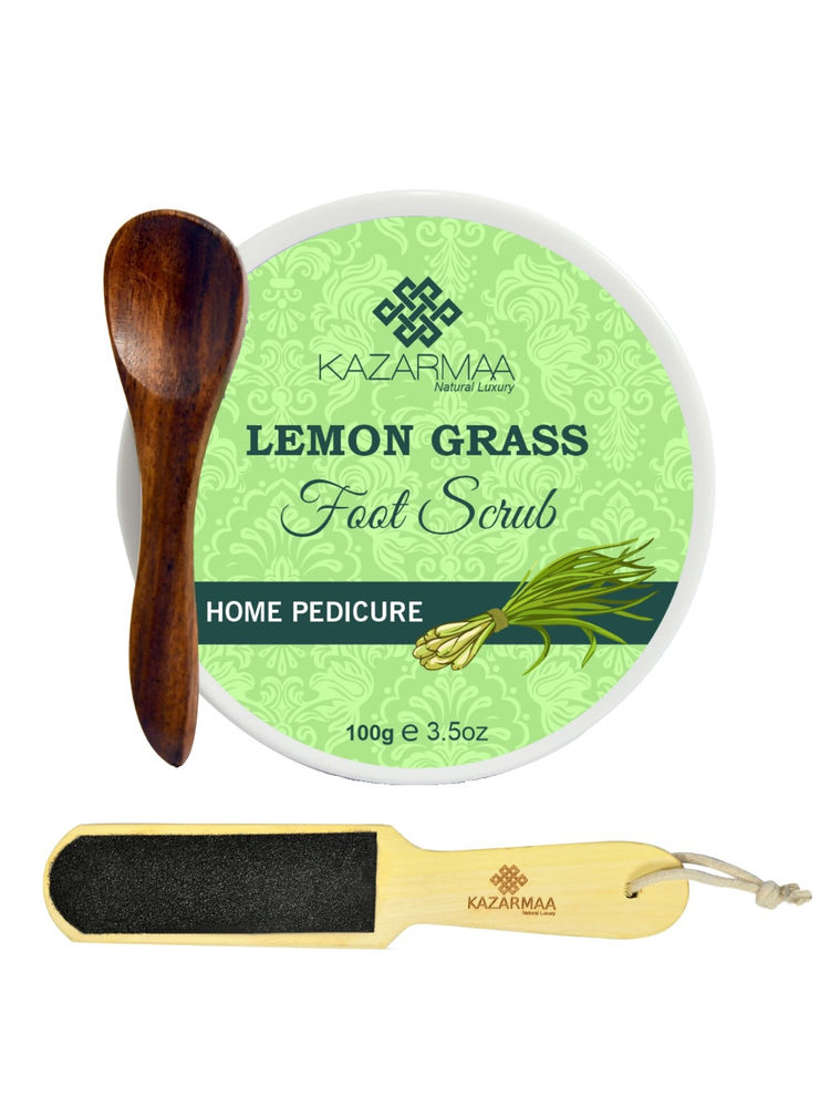Kazarmaa Lemon Grass Foot Scrub For Home Pedicure With Natural Oils And Foot Scrubber Tool-picture-37