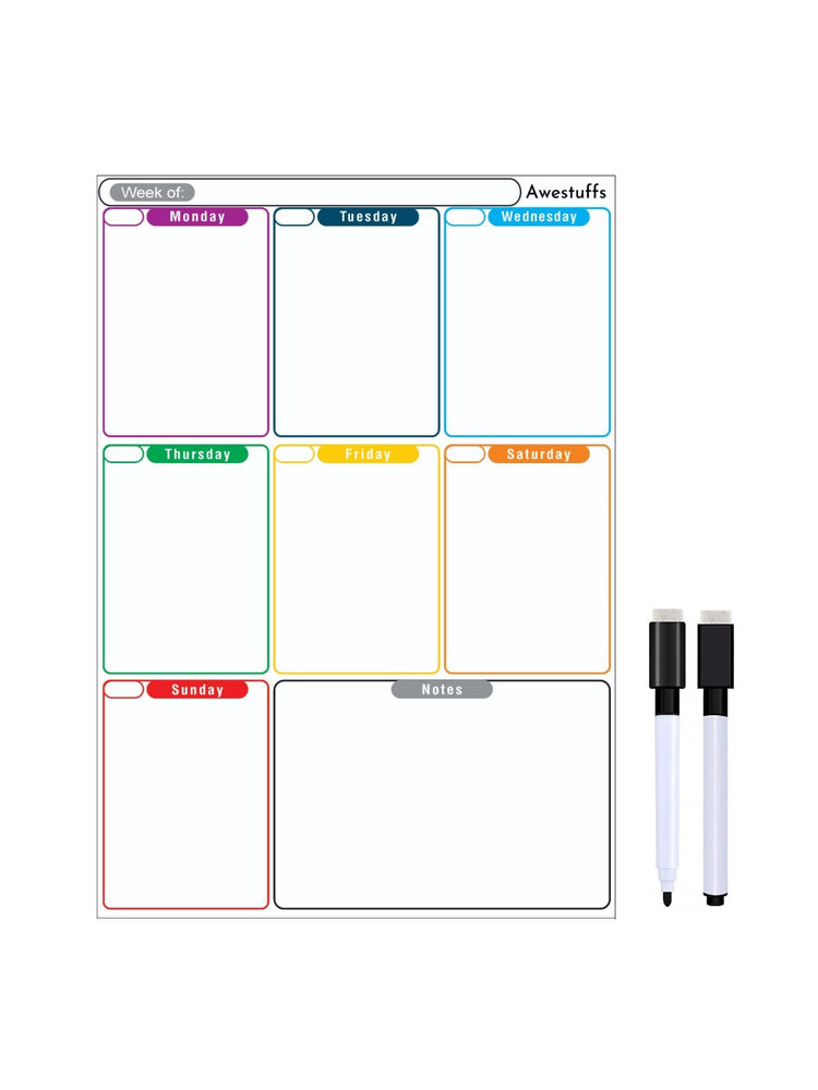 Awestuffs Magnetic Weekly Planner Dry Erase Whiteboard Sheet With 2 Markers [12.3 X 9 Inch]-picture-18