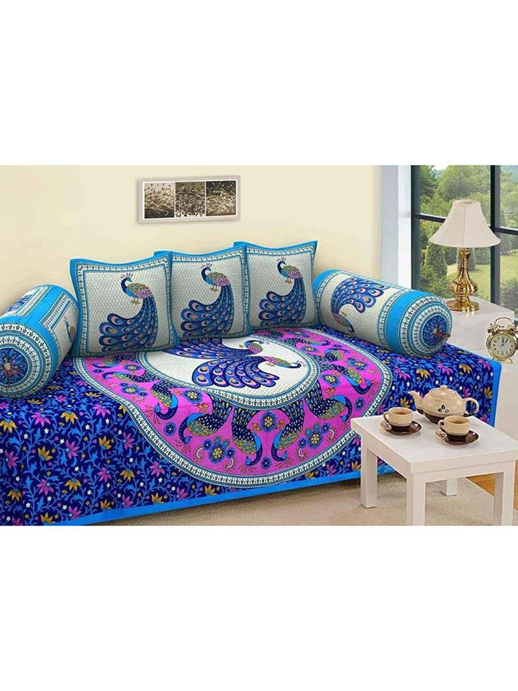 BAJO'S 6 Pcs Blue Ethnic Cotton Bedding Set-picture-16