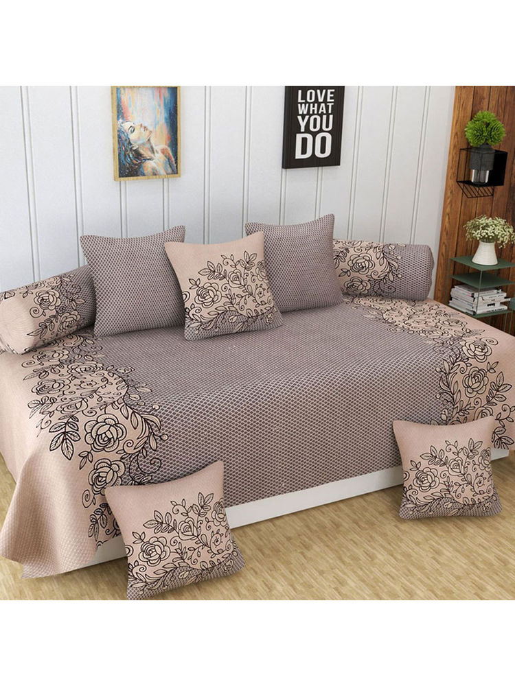 BAJO'S Beige 8 Pieces Floral Pure Cotton Bedding Set-picture-30
