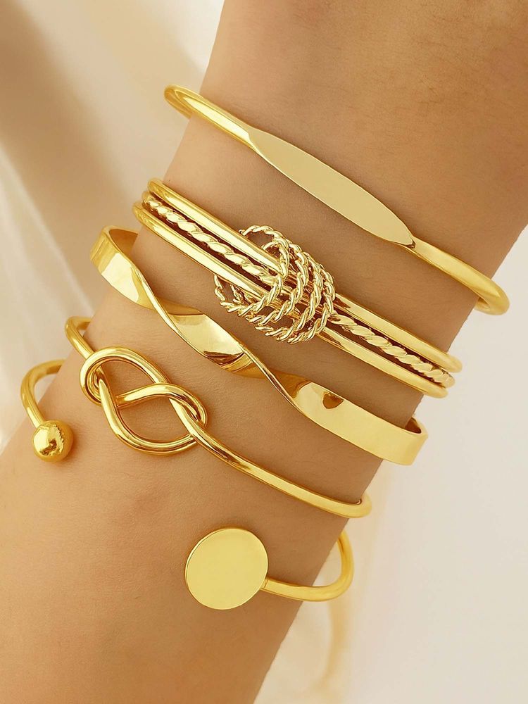 ISHKAARA Pairs Of Golden Bracelet Stack With Anti Tarnish Pack Of 5-picture-17
