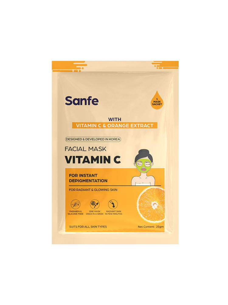 Sanfe Instant Depigmentation Vitamin C Facial Mask With 100% Fruit Extracts
